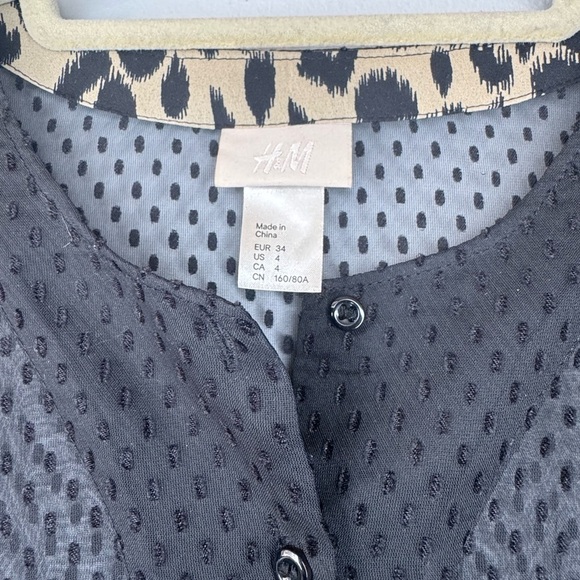 H&M Lace Polka Dot Sheer Top – Size 4, Puffed Sleeves - Picture 3 of 16